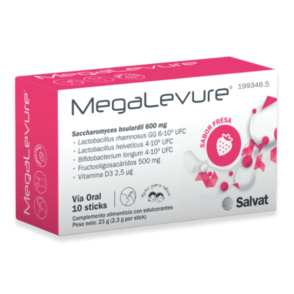 MEGALEVURE 10 STICKS SABOR FRESA