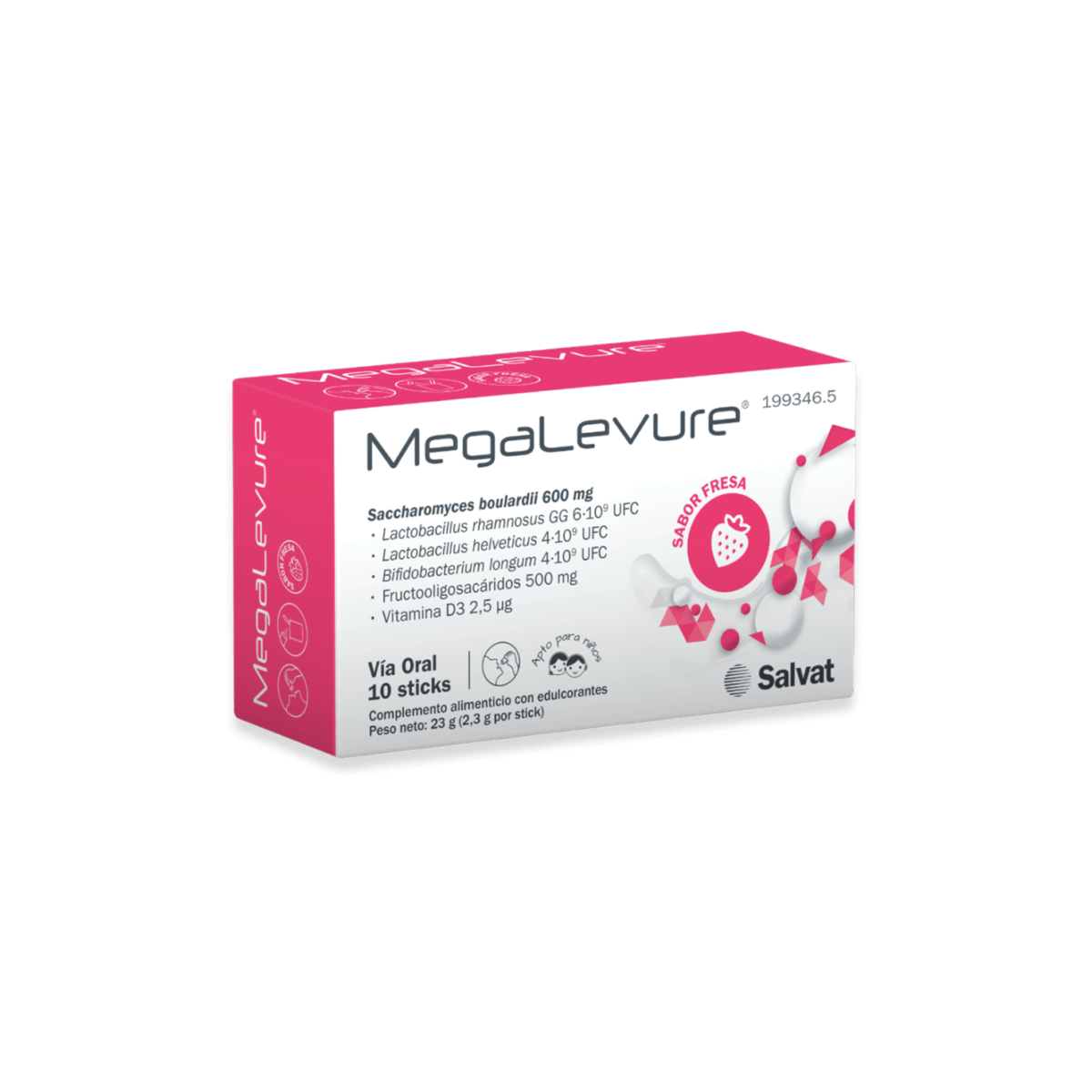 MEGALEVURE 10 STICKS SABOR FRESA