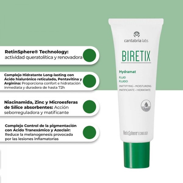 BIRETIX HYDRAMAT DAY SPF 30 FLUIDO MATIFICANTE HIDRATANTE  1 ENVASE 50 ML