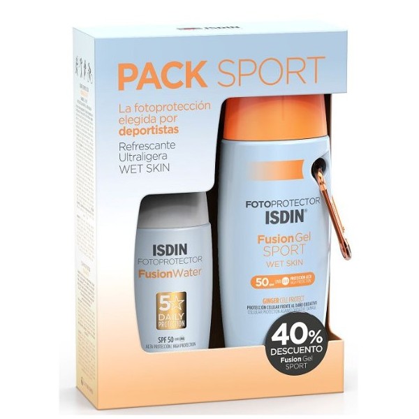PACK SPORT FOTOPROTECTOR ISDIN FUSION SPF50 GEL 100 ML + WATER  50 ML