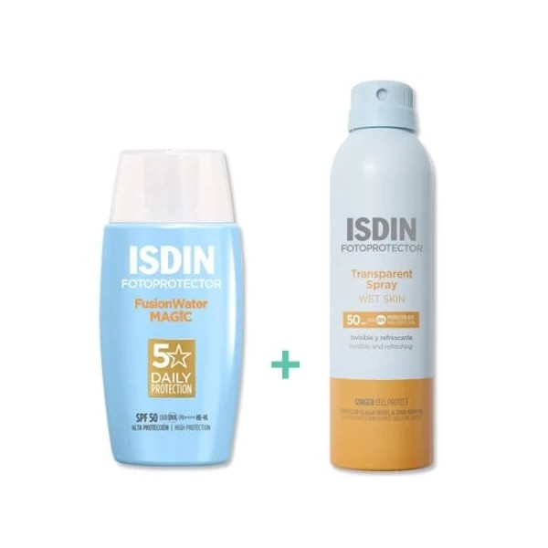 ISDIN PACK FUSION WATER MAGIC 50ML +TRANSPARENT SPRAY WET...