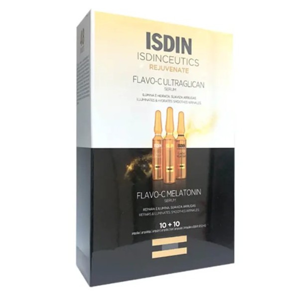 ISDINCEUTICS FLAVO-C ULTRAGLICAN + ISDINCEUTICS FLAVO-C MELATONIN PACK 10 U X 2 ML + 10 U X 2 ML