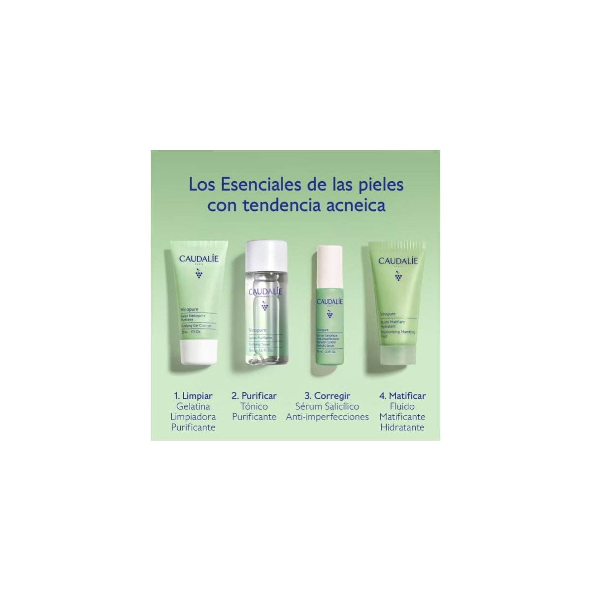 CAUDALIE VINOPURE ROUTINE EN 4 ETAPAS