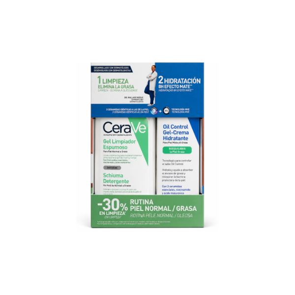 CERAVE RUTINA PIEL NORMAL/GRASA GEL LIMPIADOR ESPUMOSO + OIL CONTROL