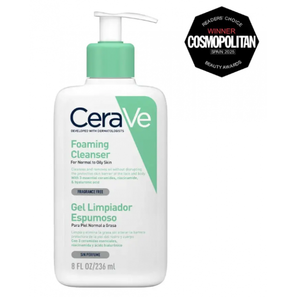 CERAVE RUTINA PIEL NORMAL/GRASA GEL LIMPIADOR ESPUMOSO + OIL CONTROL